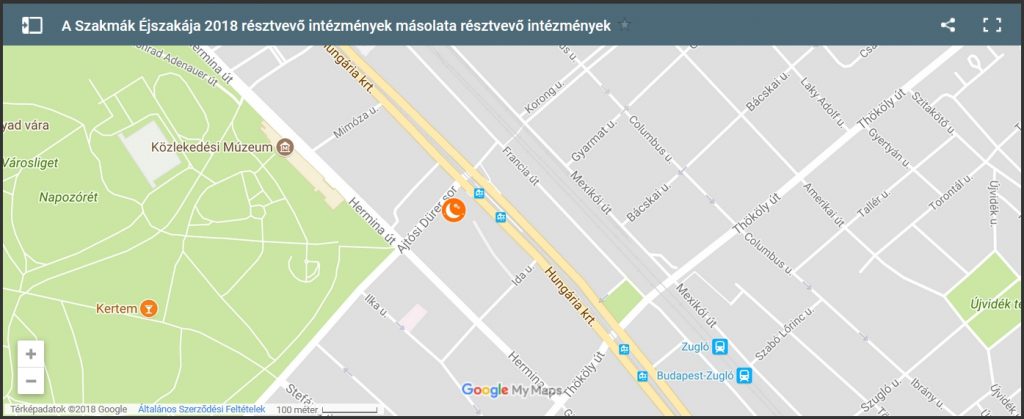 Szakmák Éjszakája 2018 térkép