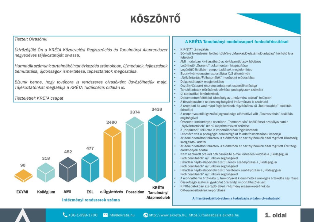 KRÉTA negyedéves tájékoztató, 2019 november, 3. szám