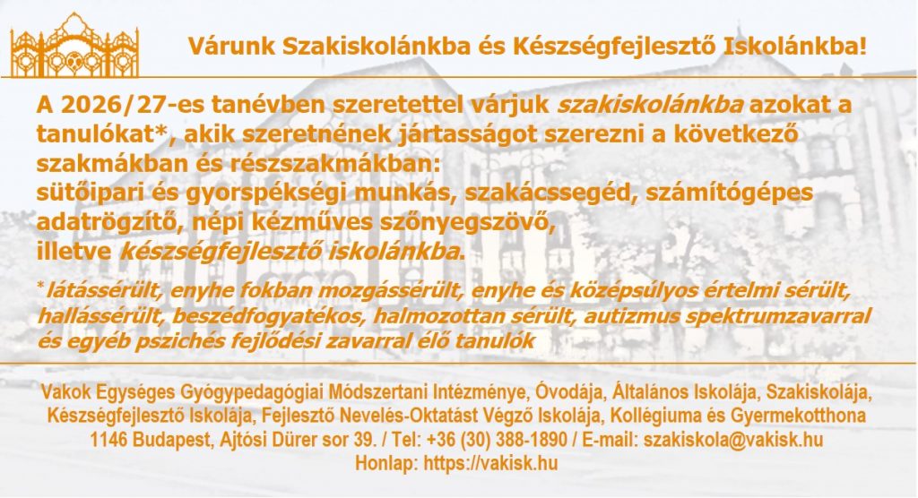 Szakiskolai toborzó 2026-27-es tanév
